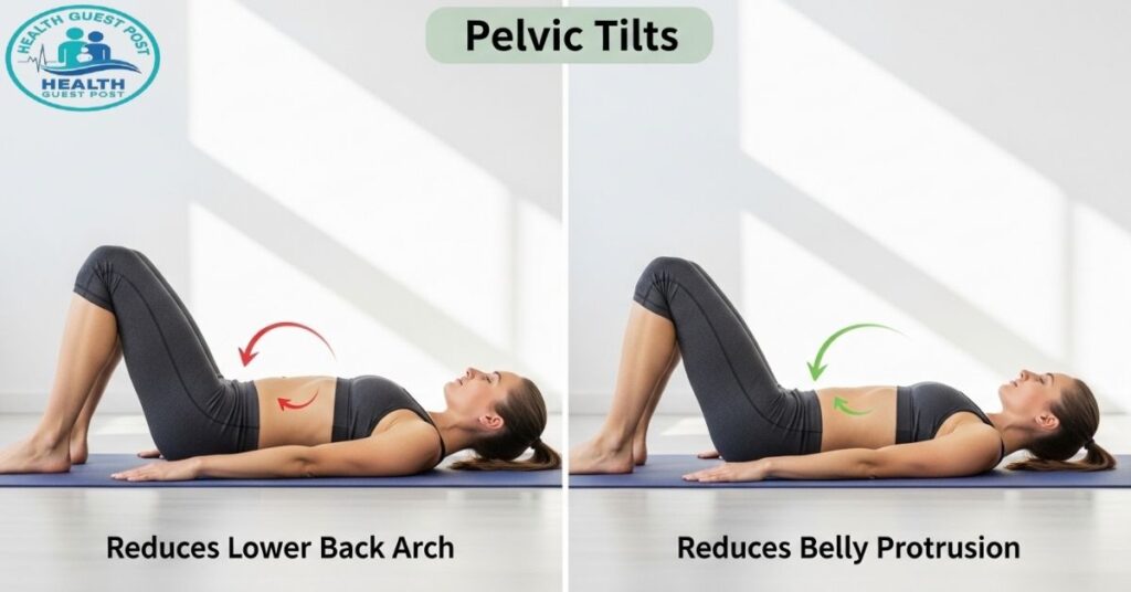 Pelvic Tilts (Reduces Lower Back Arch & Belly Protrusion)